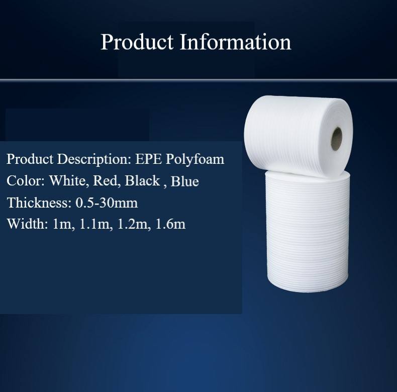 EPE Polyfoam Cushion Packaging Foam Lightweight Expandable Polyethylene Foam Roll 1.2m x 150m or Custom Thickness and Width